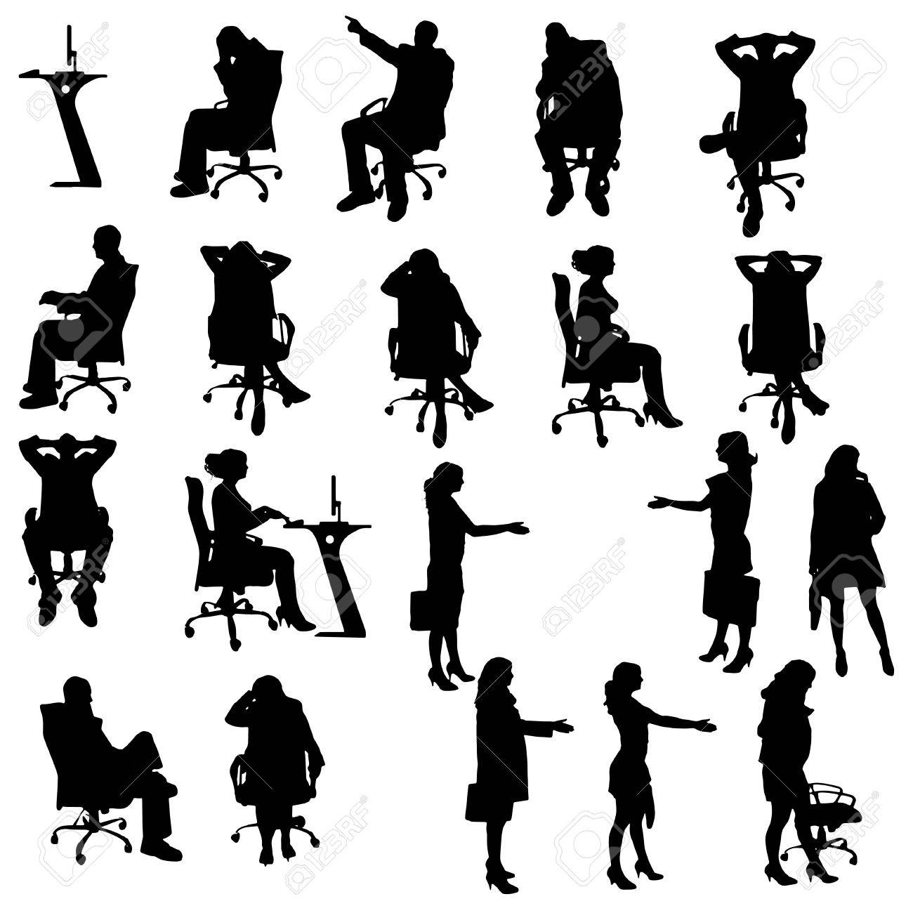 Black Office Silhouette Photographed On White Background Royalty Free SVG,  Cliparts, Vectors, And Stock Illustration. Image 24990754.