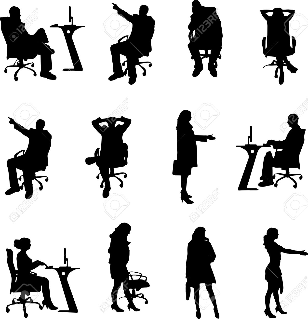 black office silhouette photographed on white background royalty office silhouette