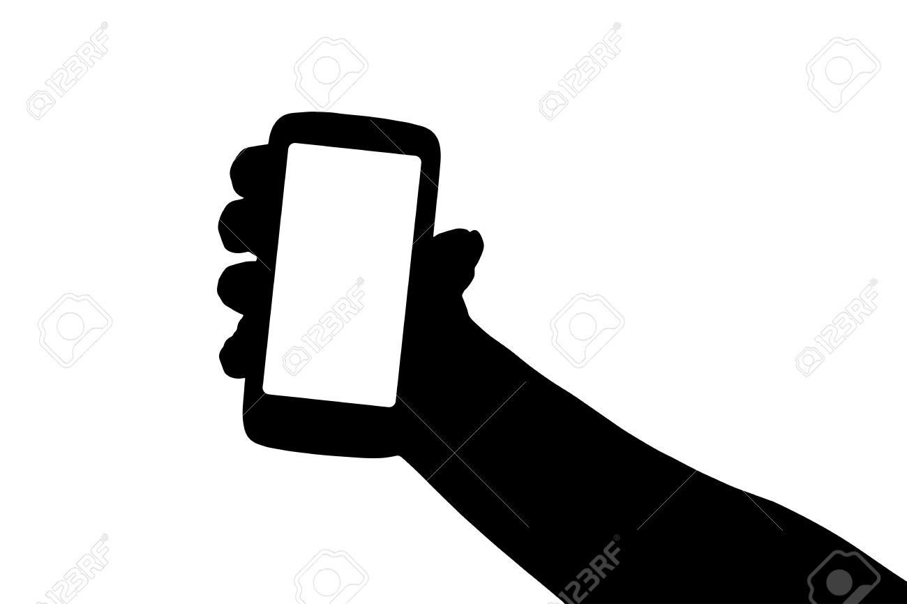 携帯電話でのベクトル シルエット手 のイラスト素材 ベクタ Image