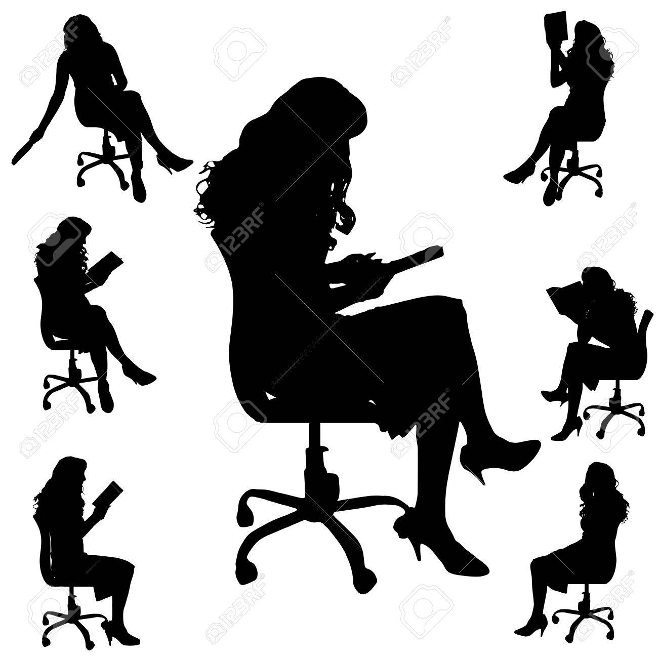 椅子に座る人のベクトル シルエット のイラスト素材 ベクタ Image
