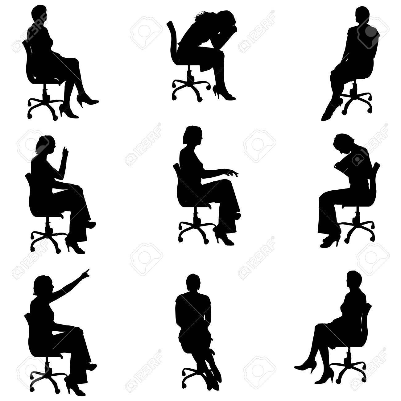 椅子に座る人々 のベクトル シルエット のイラスト素材 ベクタ Image