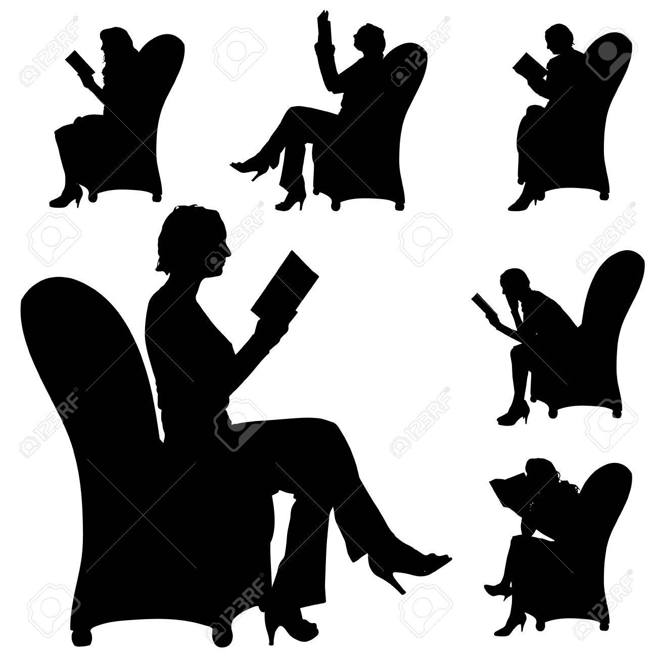 椅子に座る人のベクトル シルエット のイラスト素材 ベクタ Image