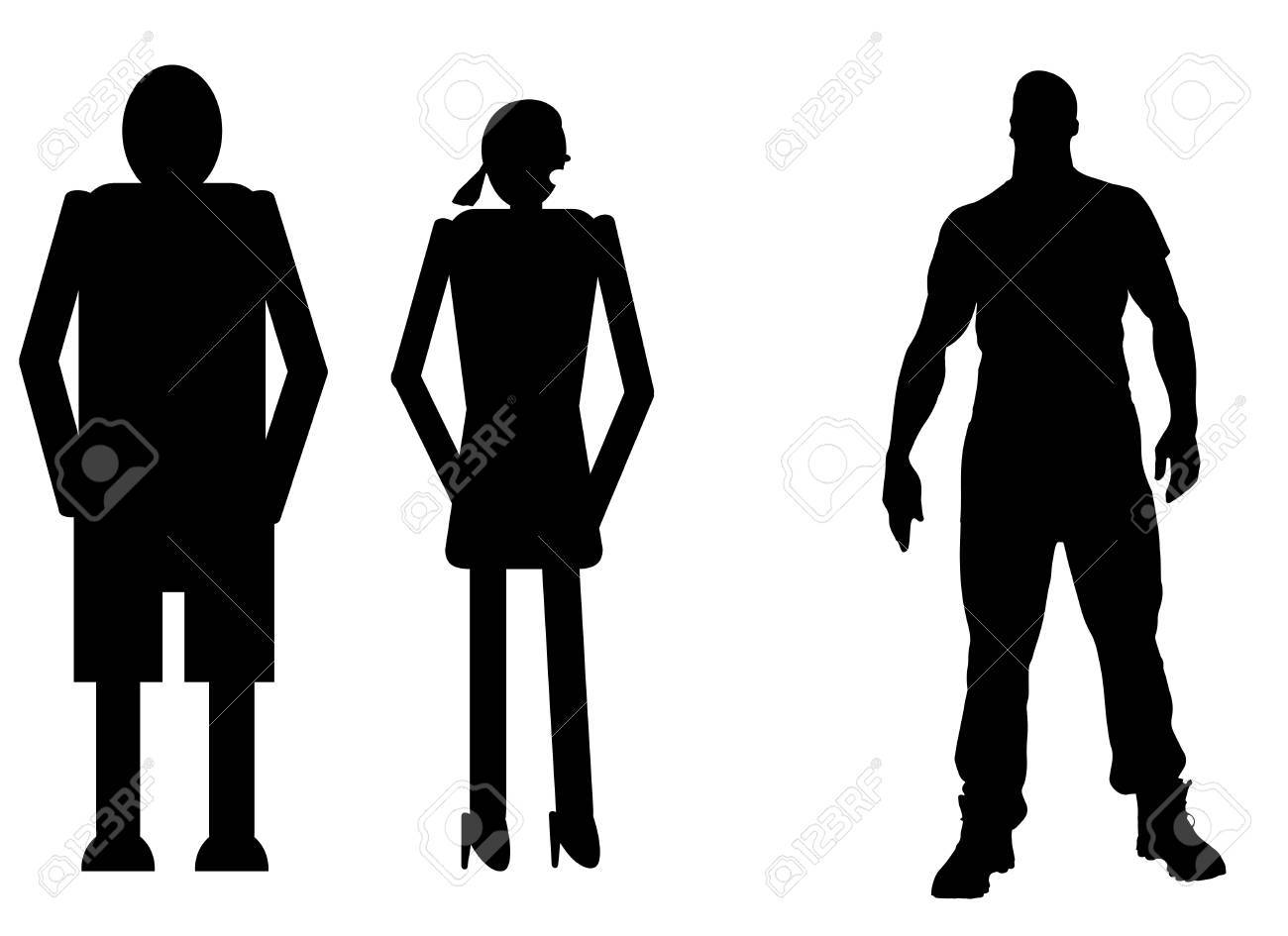 面白いシルエット アイコン人形とセクシーな男のイラスト素材 ベクタ Image