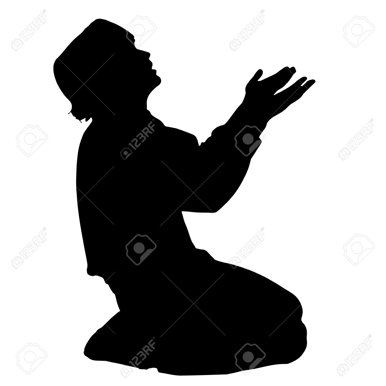 Vector Silhouette Of A Muslim Who Prays. Royalty Free Cliparts, Vectors, And Stock Illustration. Image 45715977.