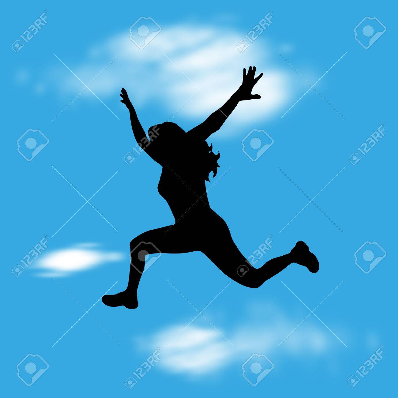 女の子のシルエットのベクター イラスト ジャンプします のイラスト素材 ベクタ Image