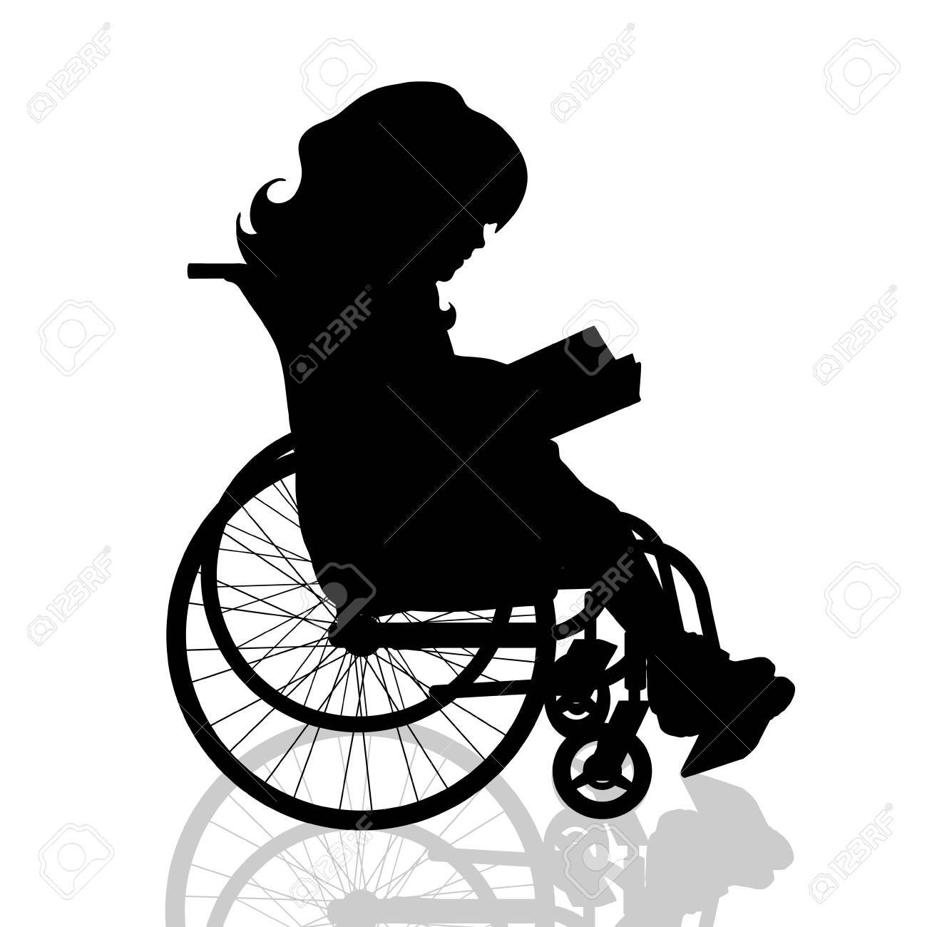 Vector Silhouette Of Girl Read Book On Wheelchair. Royalty Free SVG,  Cliparts, Vectors, And Stock Illustration. Image 75616896.