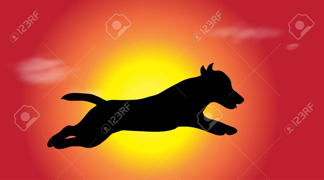 夕日に飛びつく犬のベクトル シルエット のイラスト素材 ベクタ Image 夕日に飛びつく犬のベクトル シルエット のイラスト素材 ベクタ Image