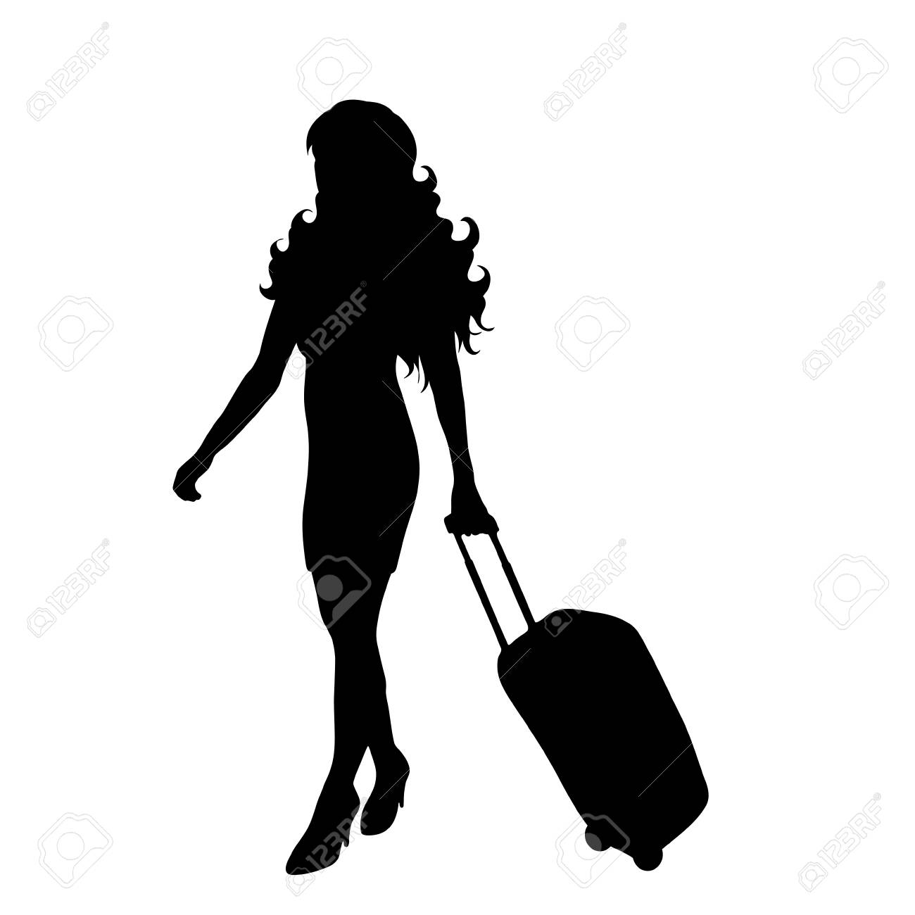 白い背景にスーツケースを持って旅行する女性のベクトルシルエット のイラスト素材 ベクタ Image 白い背景にスーツケースを持って旅行する女性のベクトルシルエット のイラスト素材 ベクタ Image