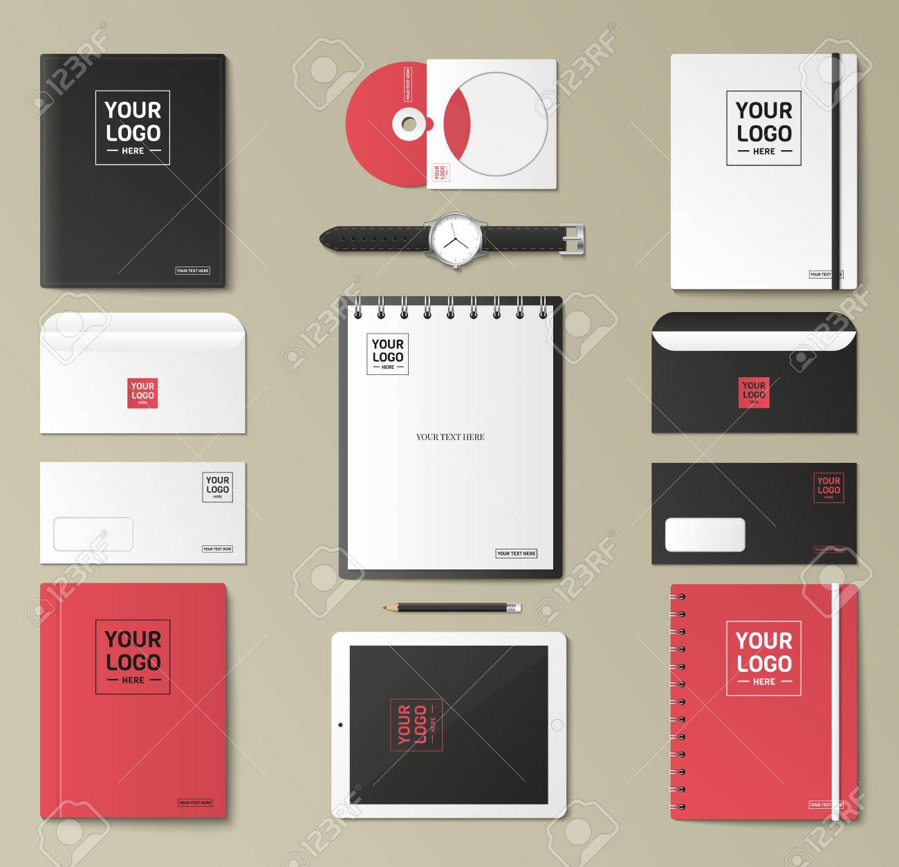 corporate identity template set business stationery mock up