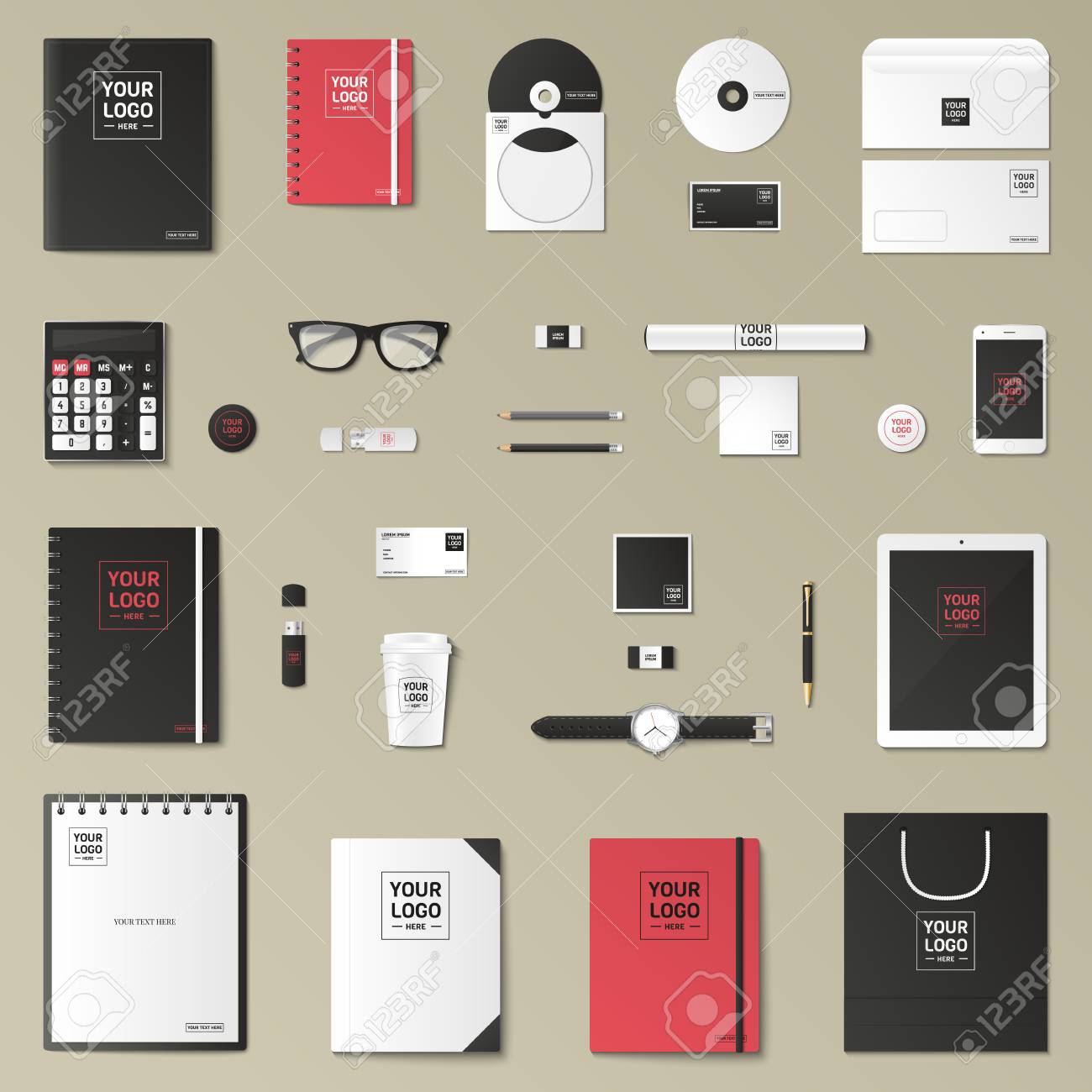 corporate identity template set business stationery mock up