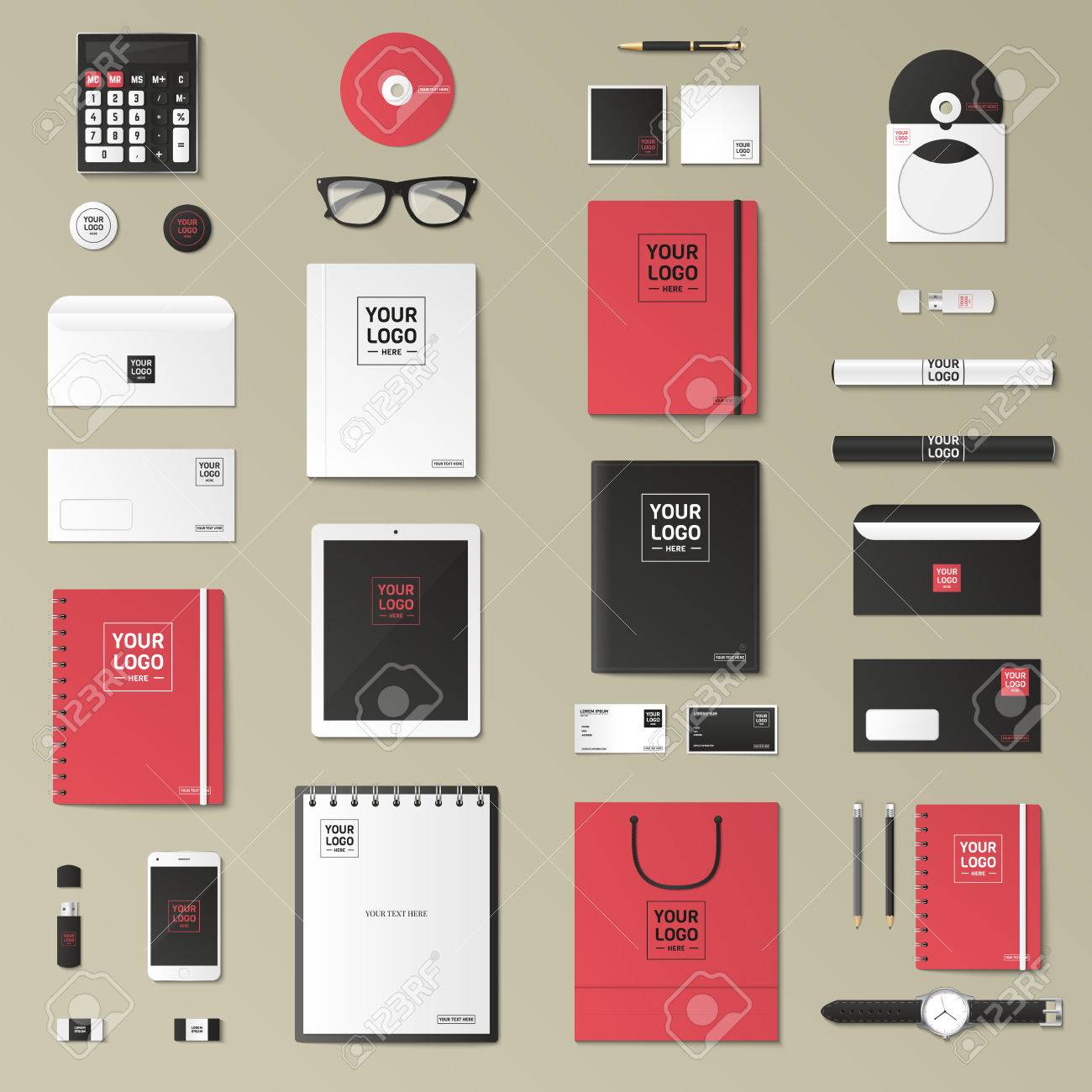 corporate identity template set business stationery mock up