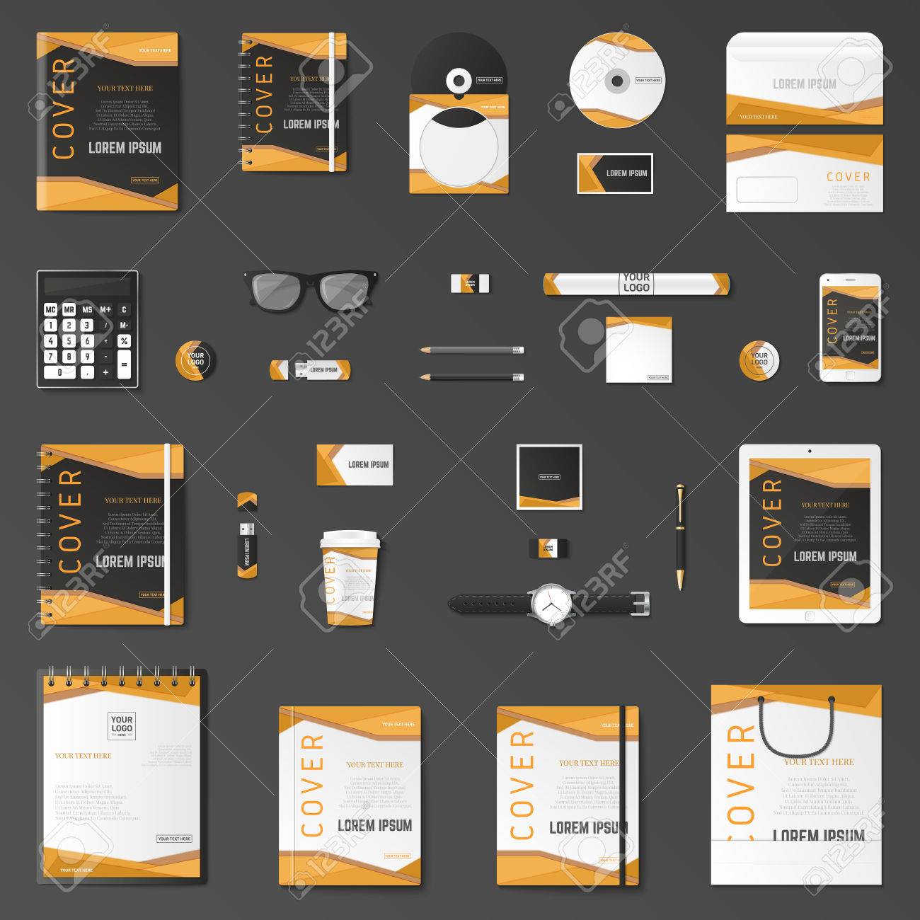 corporate identity template set business stationery mock up