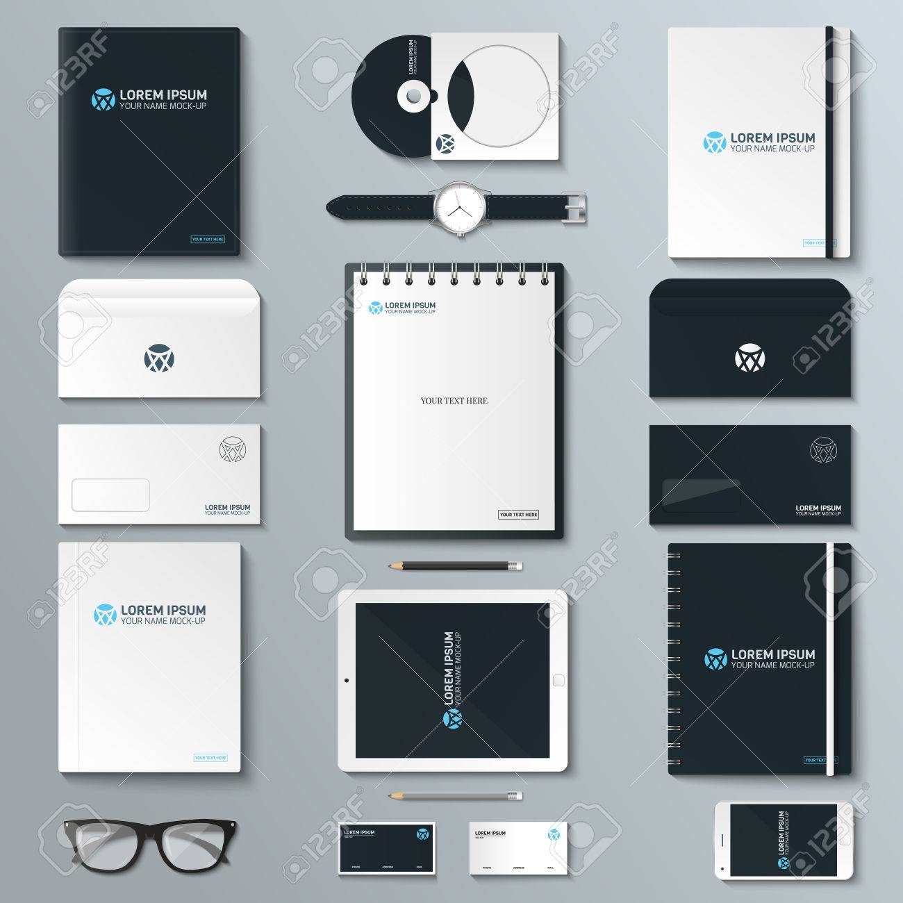 corporate identity template set business stationery mock up