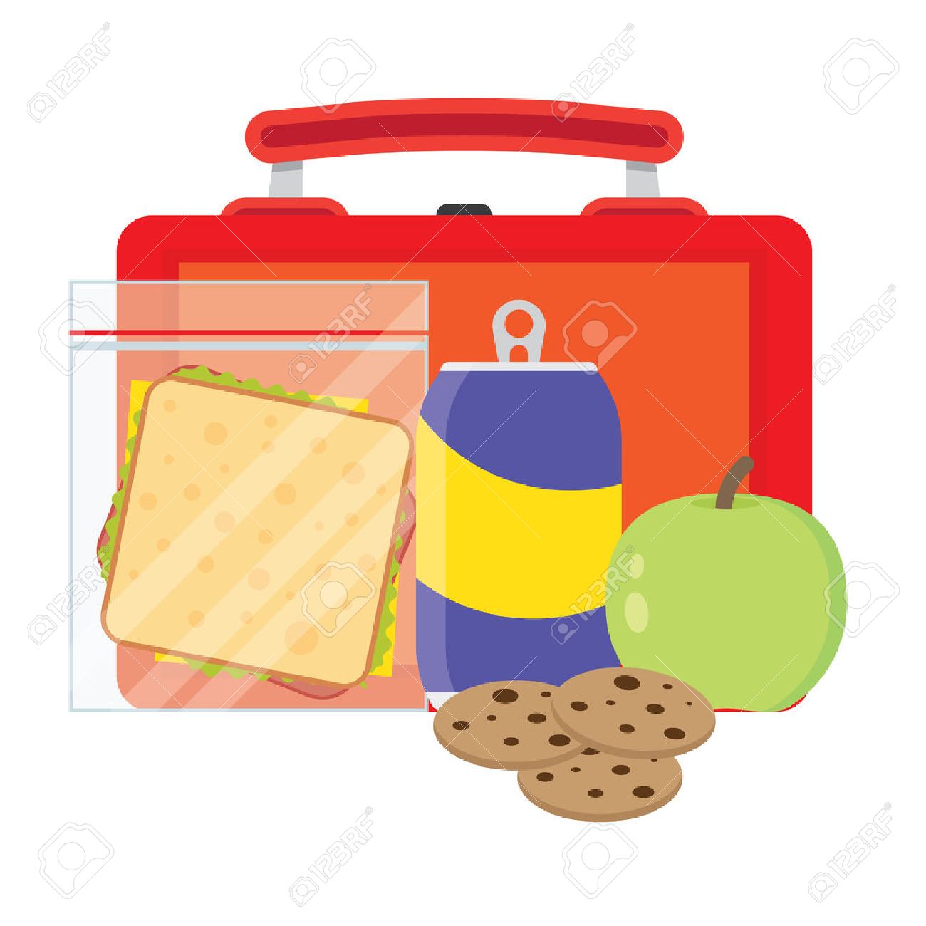 Lunch Vector Illustration Break Concept Time Design Box Sandwich Lunch Vector Illustration Break Concept Time Design Box Sandwich