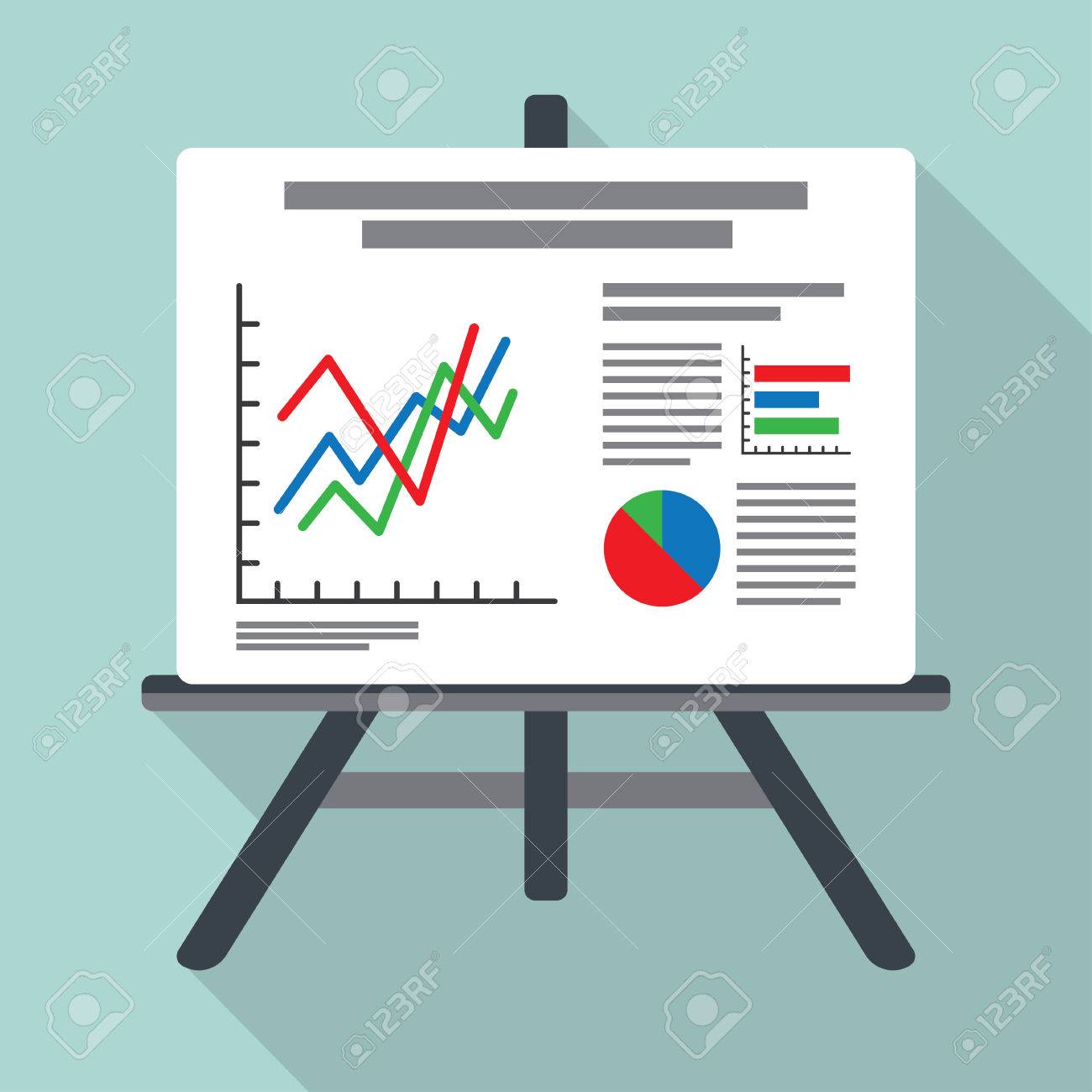 presentation whiteboard with market data and statistics for future