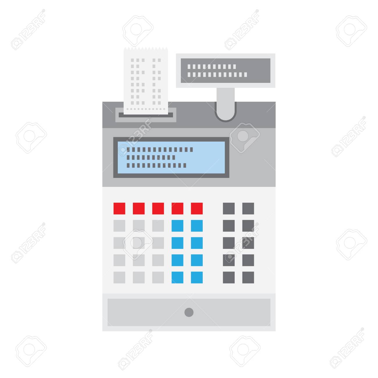 白い背景のベクトル図に分離されたキャッシュ レジスター フラット アイコン のイラスト素材 ベクタ Image