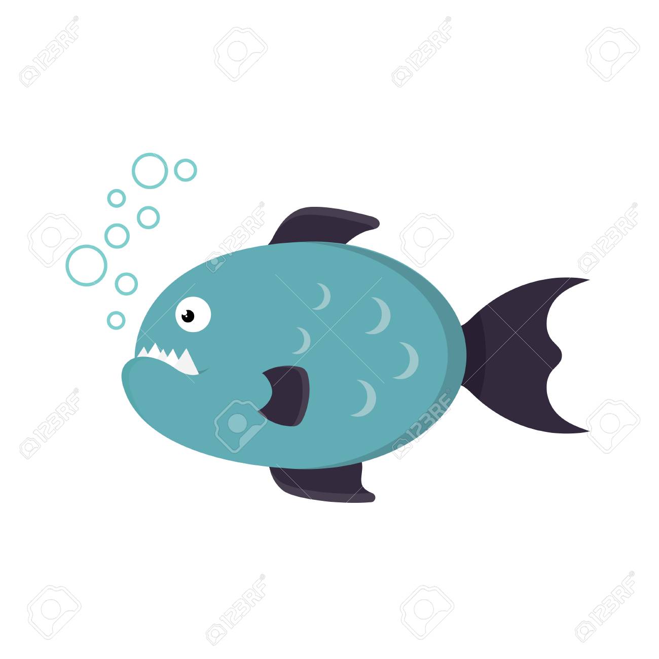 こぼれるようなピラニア魚フラット スタイルで 白の背景にベクトル イラスト のイラスト素材 ベクタ Image