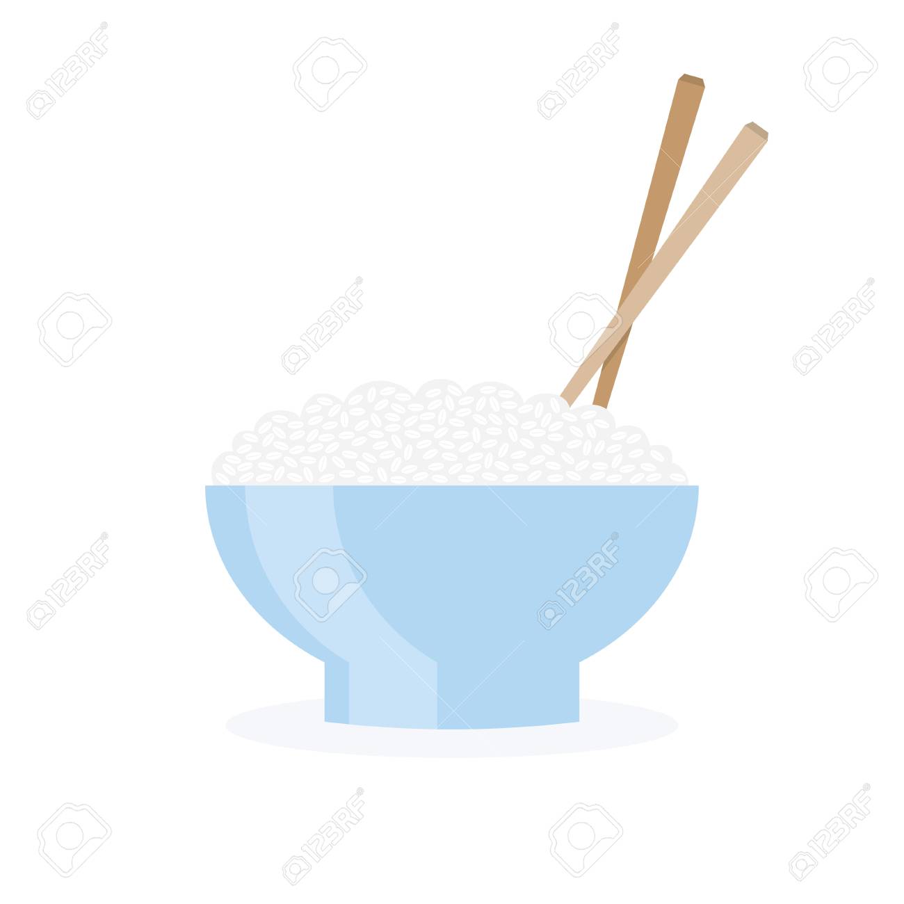 ご飯と箸をボウルします ベクトル イラスト白背景に分離されました のイラスト素材 ベクタ Image