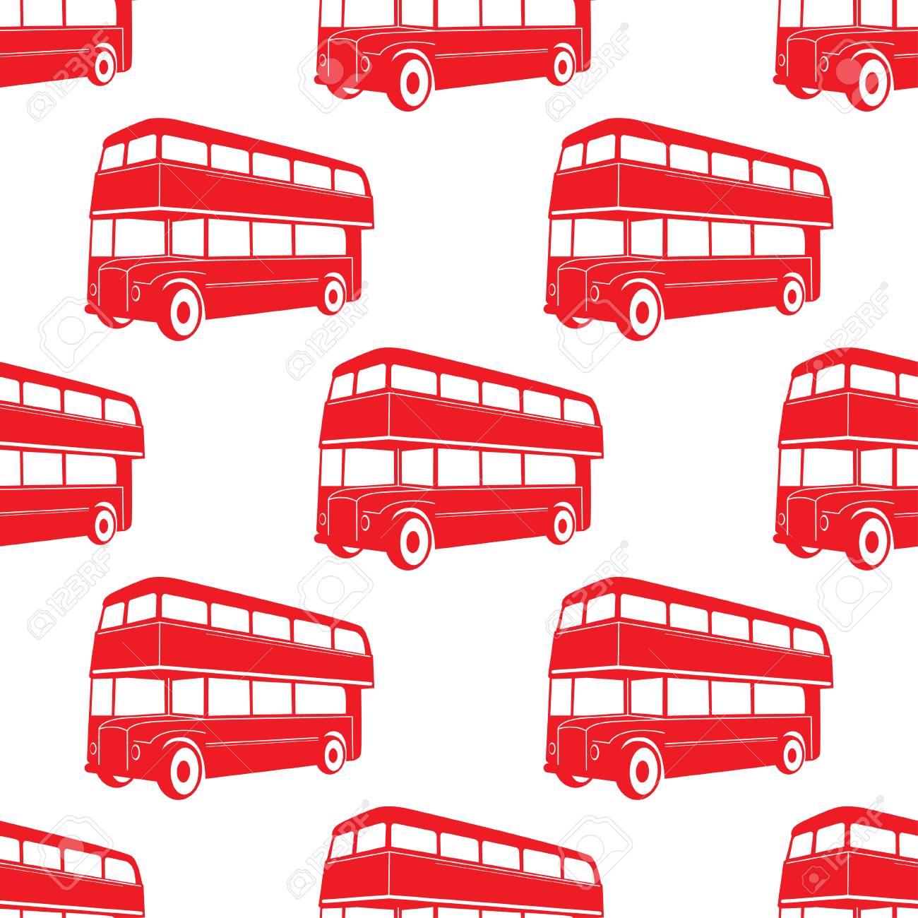 二重デッキの赤バスにイギリス パターン 市公共交通機関のベクター イラストです のイラスト素材 ベクタ Image