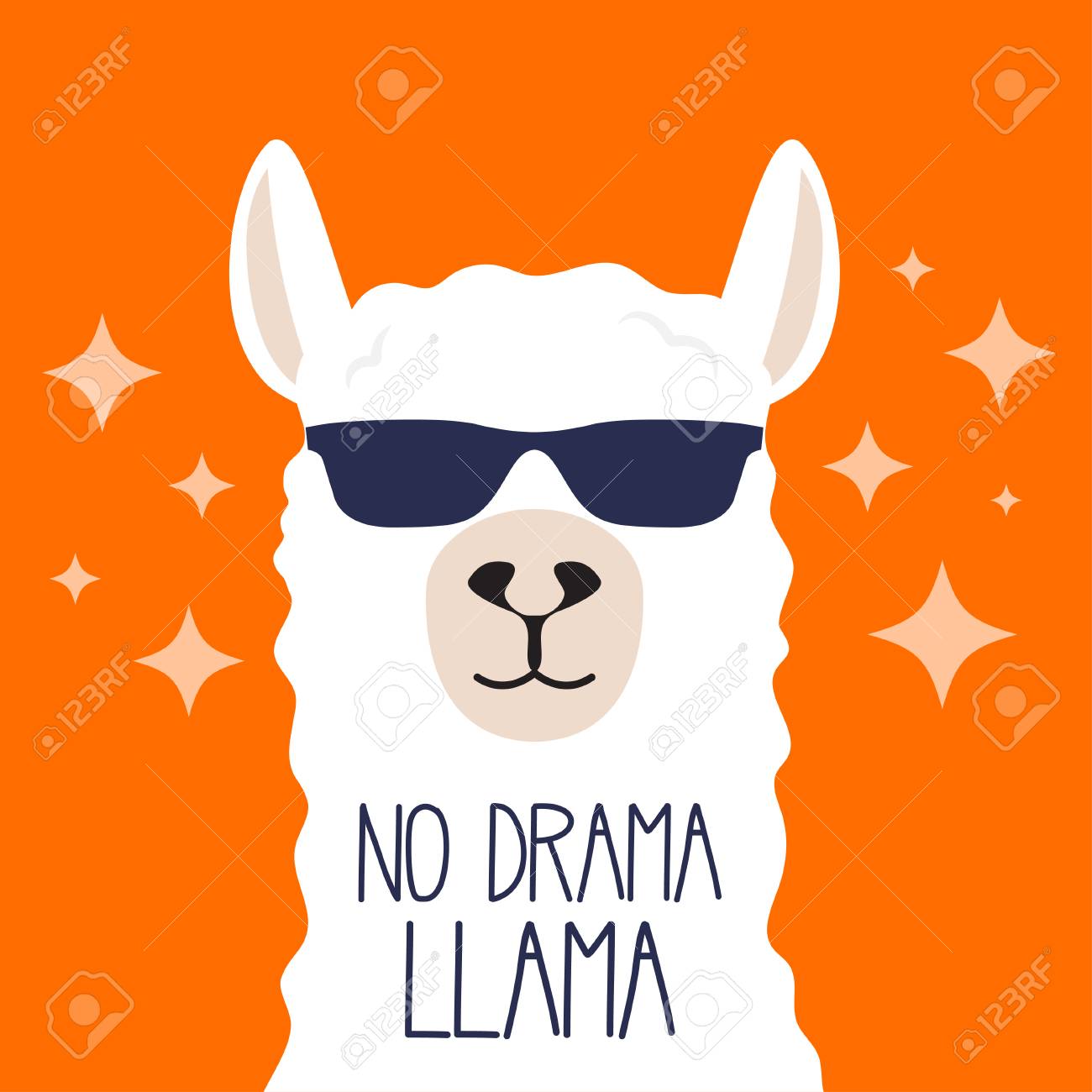 White llama with sunglasses and lettering. No drama llama. Motivational poster for prints. Vector illustration. - 103016018 White llama with sunglasses and lettering. No drama llama. Motivational poster for prints. Vector illustration. - 103016018