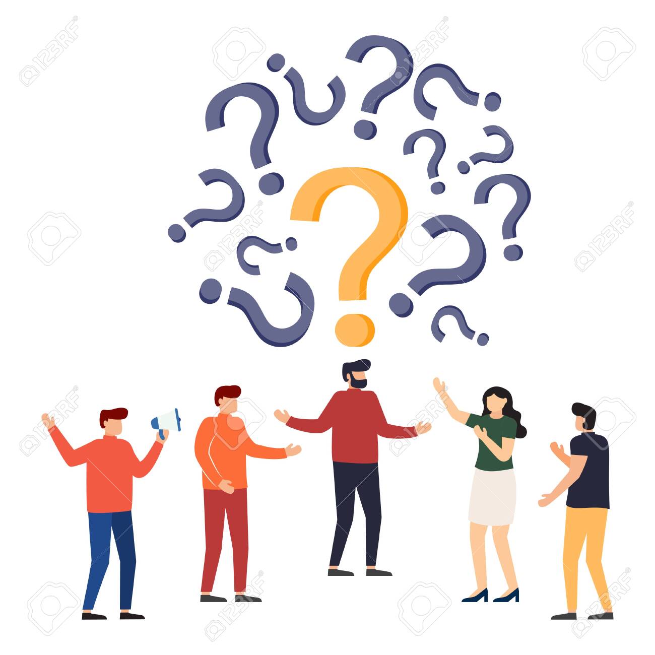 People Frequently Asked Questions Around Question Marks. Question Answer  Metaphor. Vector Illustration. Royalty Free SVG, Cliparts, Vectors, and  Stock Illustration. Image 136880656.