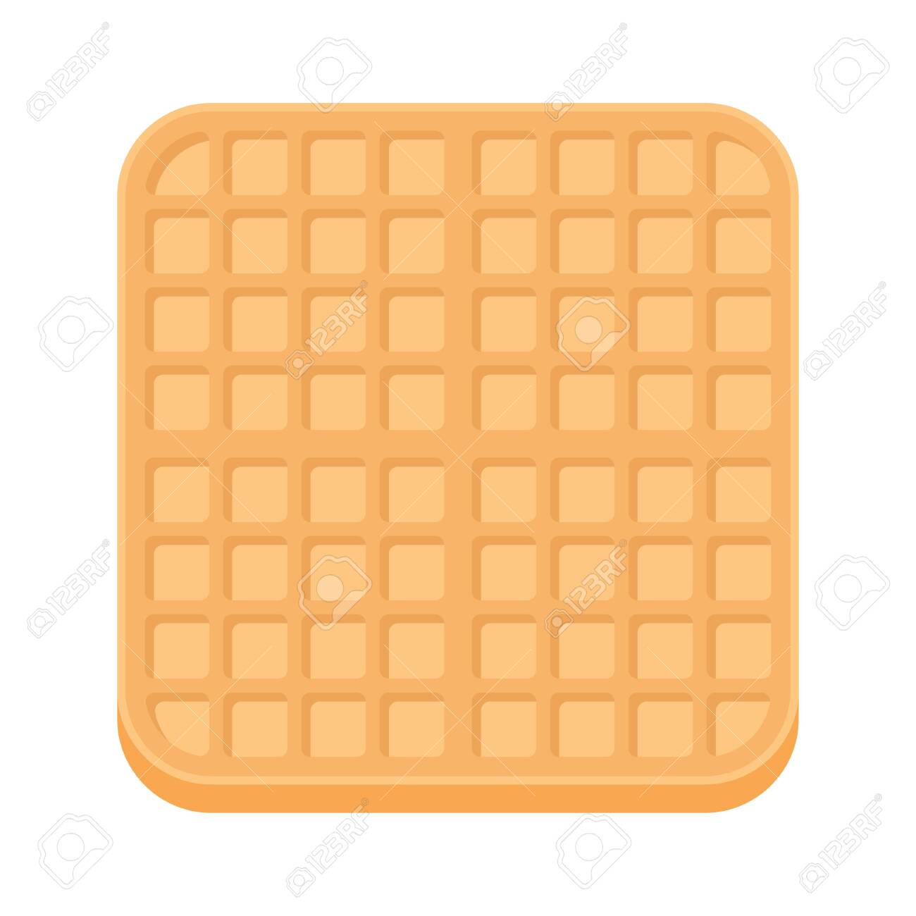 Belgium Square Waffle In Flat Style. Breakfast Food. Vector Illustration  Isolated On White Background. Клипарты, SVG, векторы, и Набор Иллюстраций  Без Оплаты Отчислений. Image 139765020