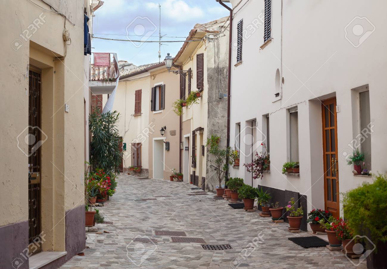 Old little italian street. Beautiful view. Background. - 93266743 Old little italian street. Beautiful view. Background. - 93266743