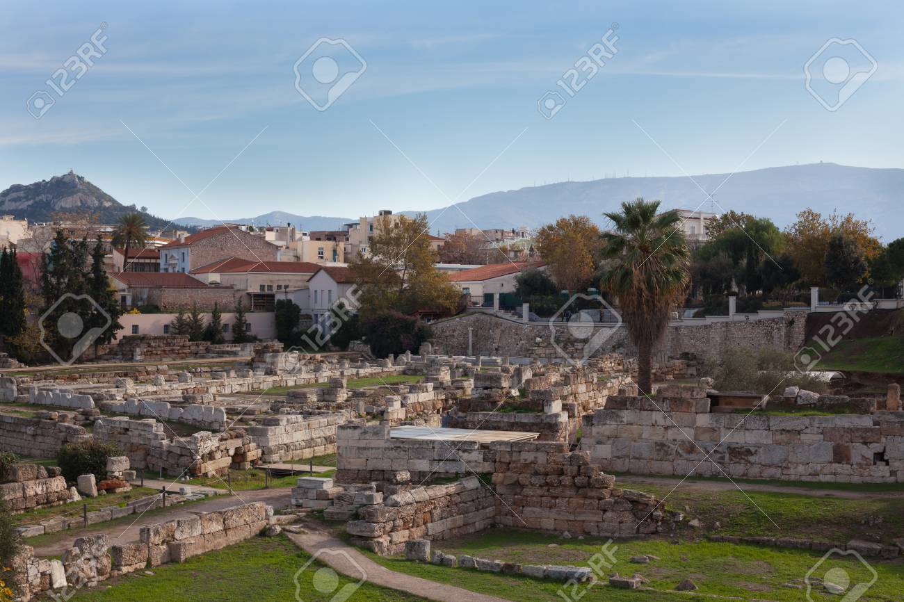 Ruins of ancient Greece in the city of Athens. - 105827977 Ruins of ancient Greece in the city of Athens. - 105827977