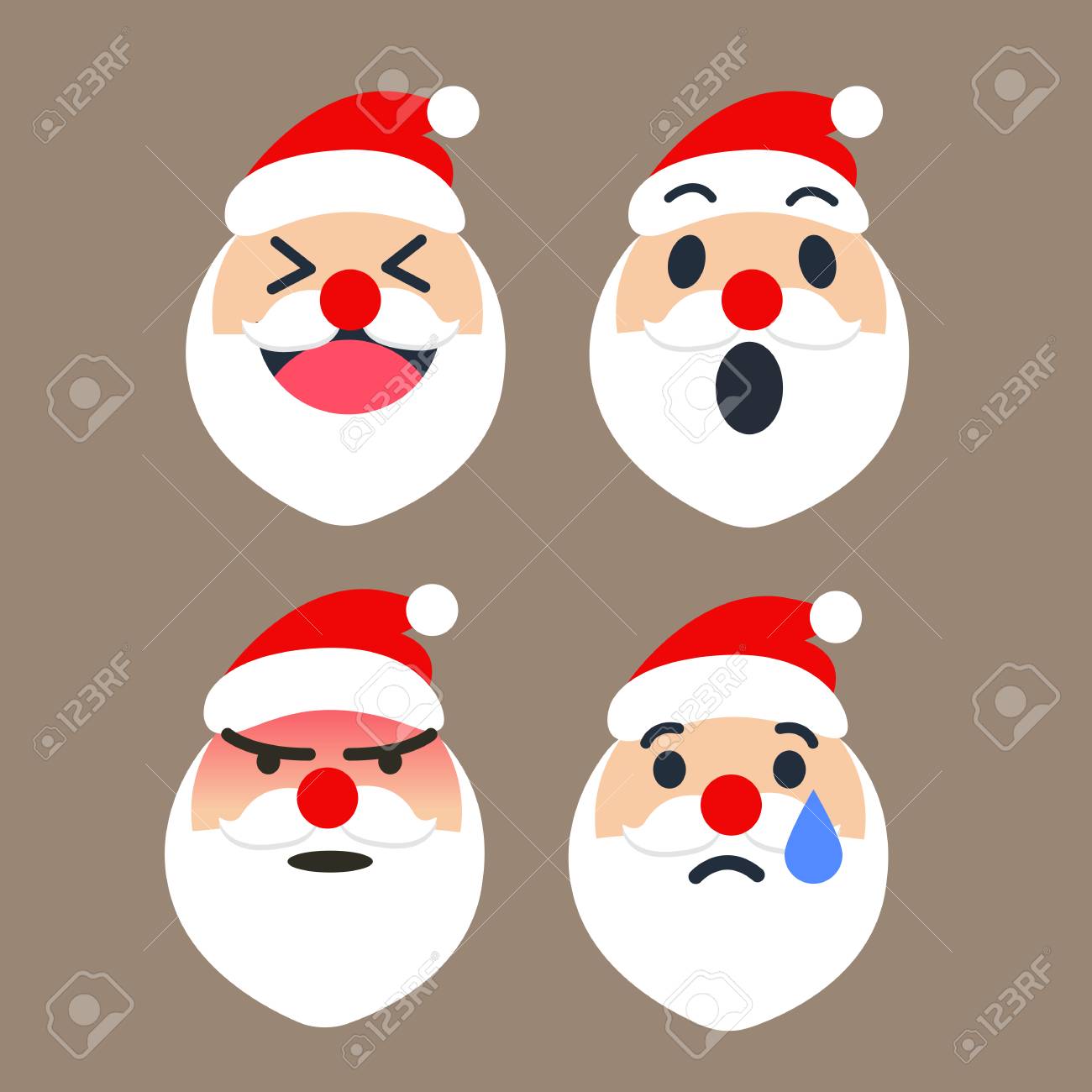 かわいいサンタ クロースの顔文字がクリスマス シーズンに設定 ベクトルのイラストレーター のイラスト素材 ベクタ Image