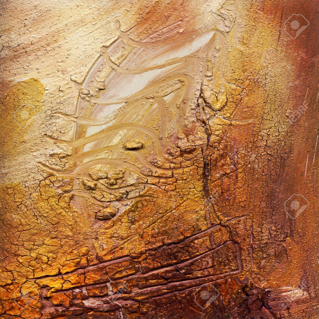 ひびの入った抽象厚塗り絵画 アクリル Und オイル塗料混合メディア グランジ の写真素材 画像素材 Image