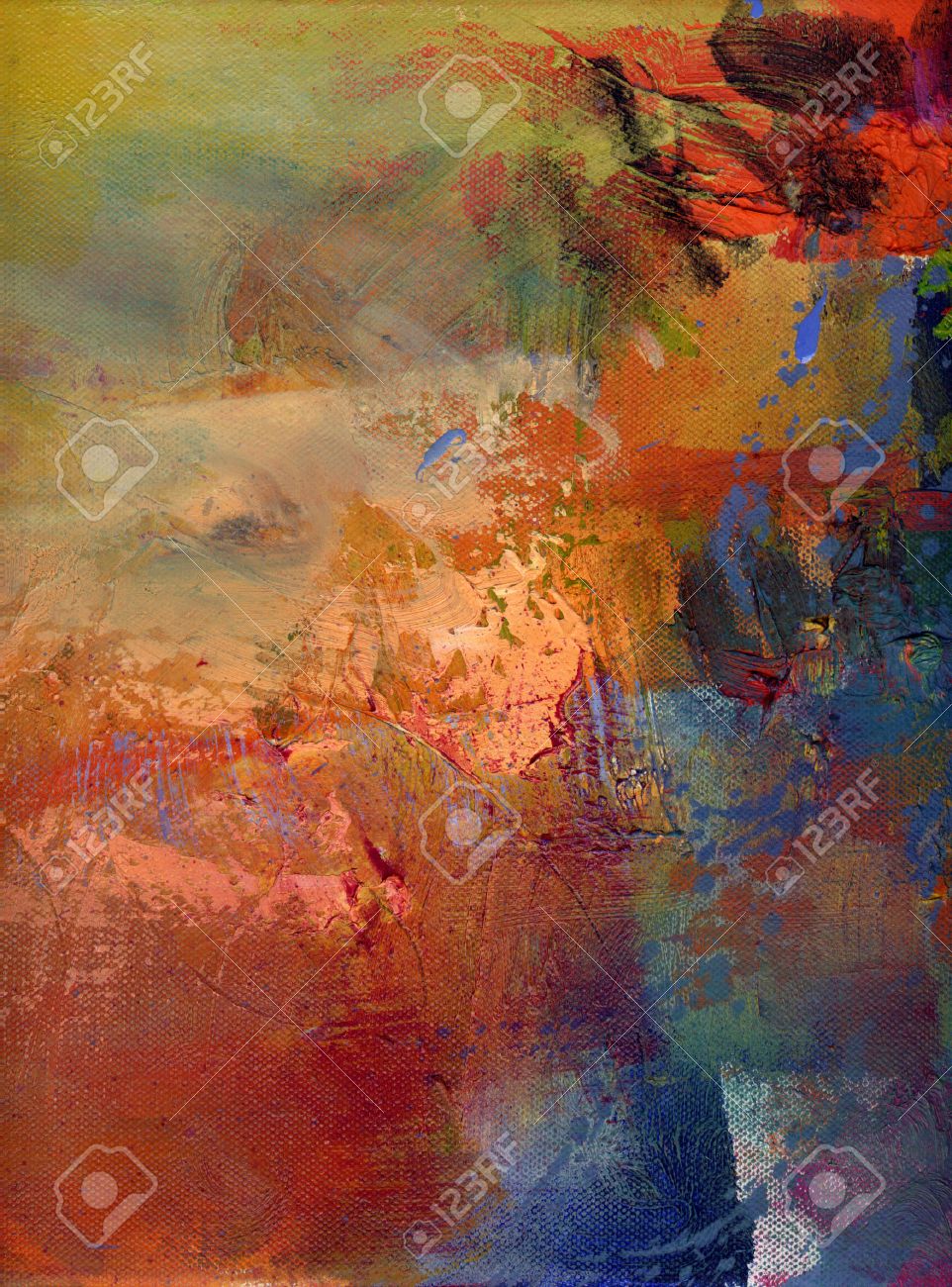 Abstract Multicolor Layer Artwork, Opaque And Transparent Oil Abstract Multicolor Layer Artwork, Opaque And Transparent Oil