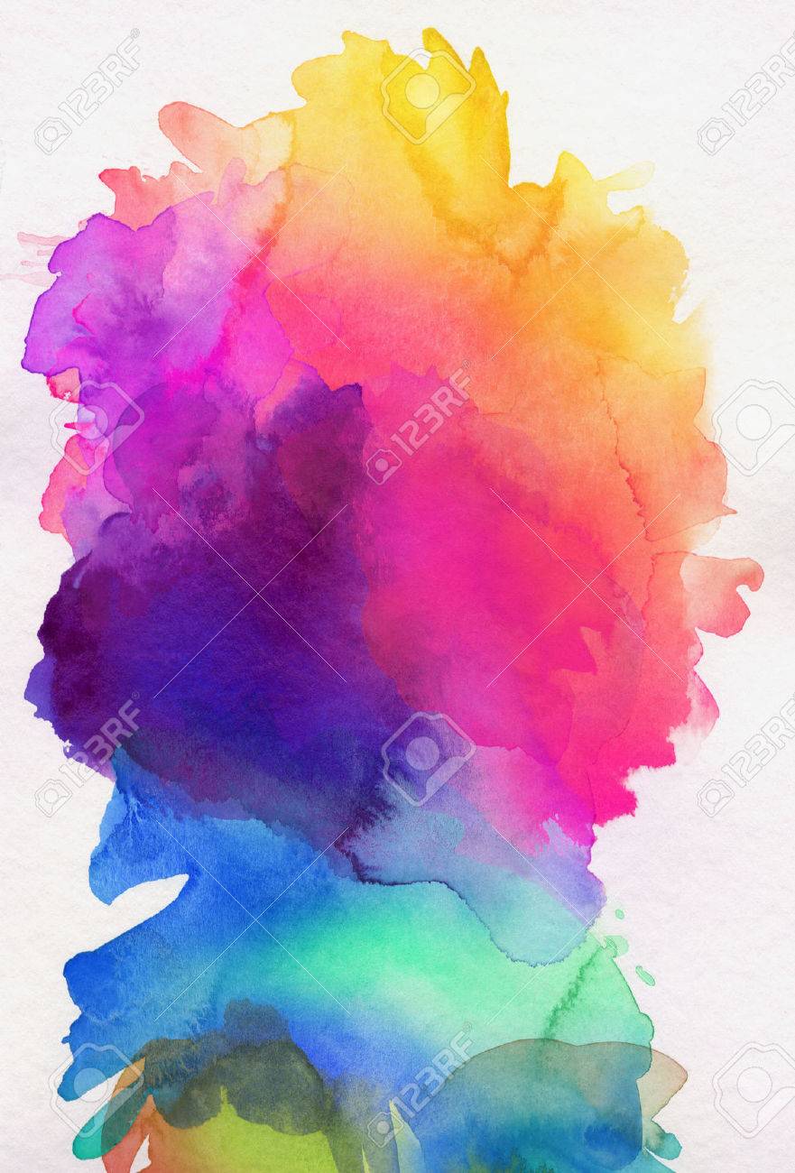 bright rainbow colored watercolor paints on white paper - 54547954 bright rainbow colored watercolor paints on white paper - 54547954