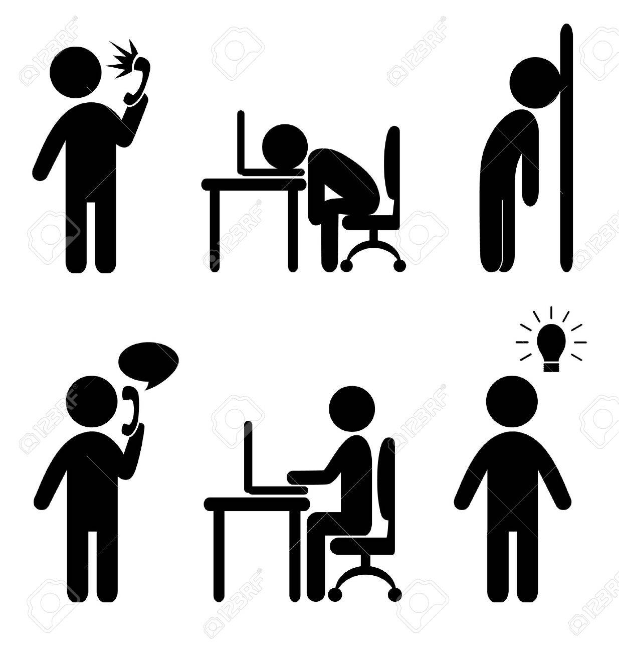 Set of business office situation flat icons isolated on white background - 33955467 Set of business office situation flat icons isolated on white background - 33955467