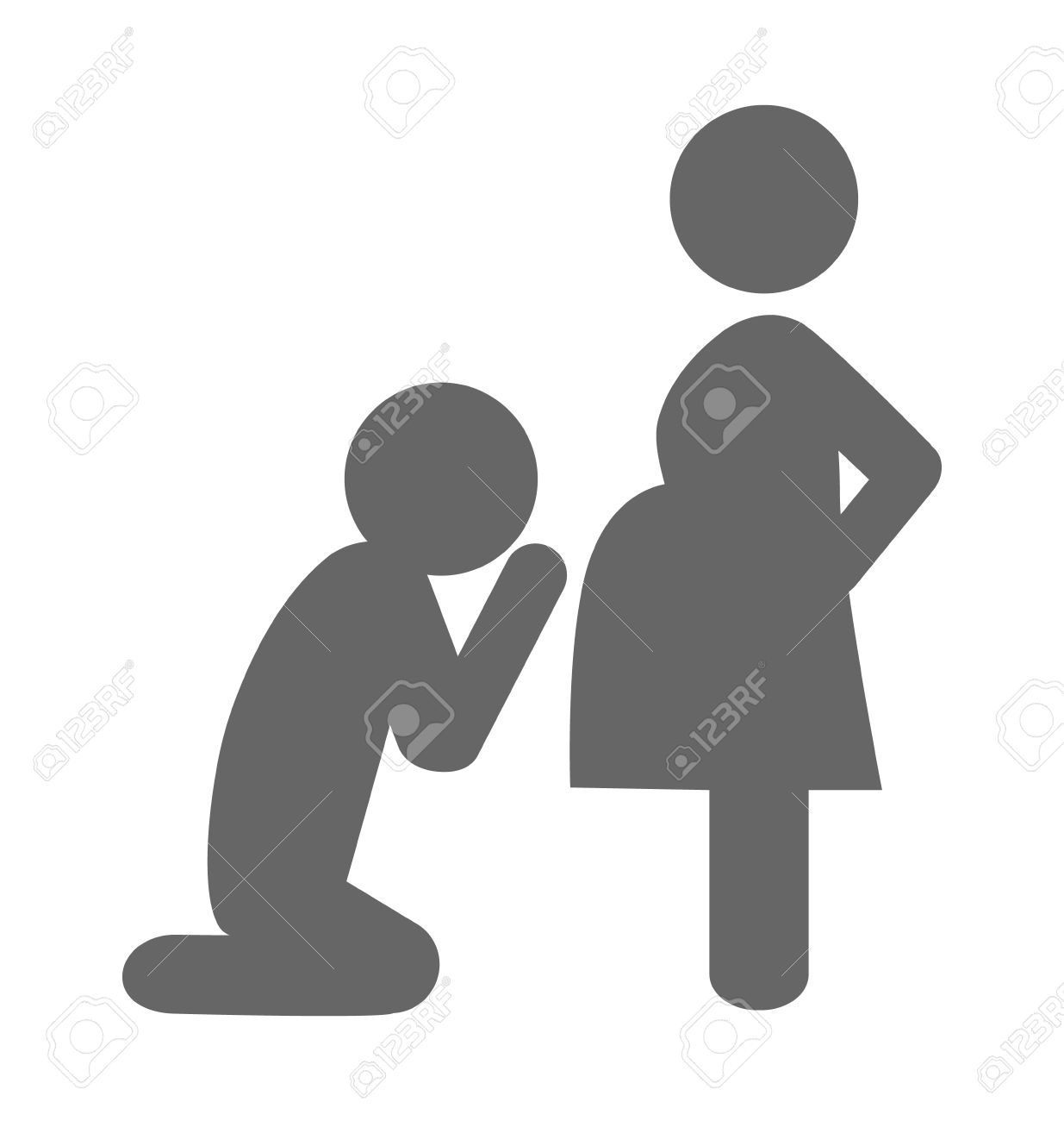 妊娠中の女性と彼女の夫のピクトグラムのフラットのアイコンの白い背景で隔離 の写真素材 画像素材 Image