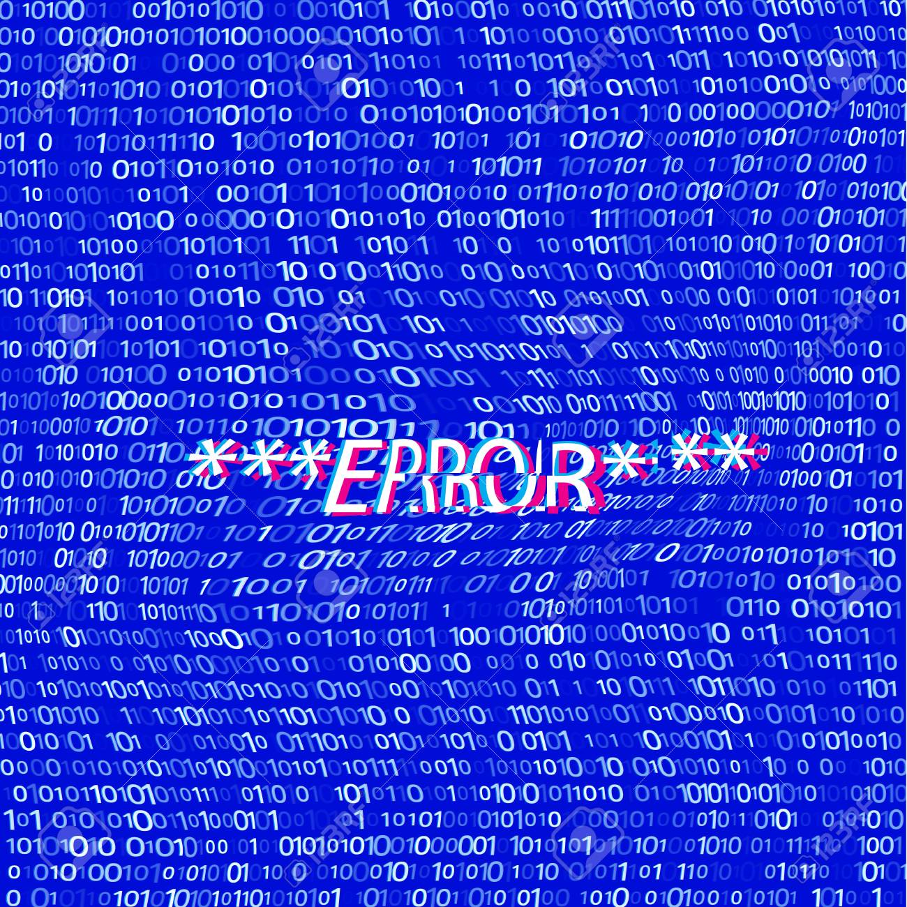 Distorted Binary Code On Blue Glitched Word Error Abstract Royalty Free Cliparts Vectors And Stock Illustration Image