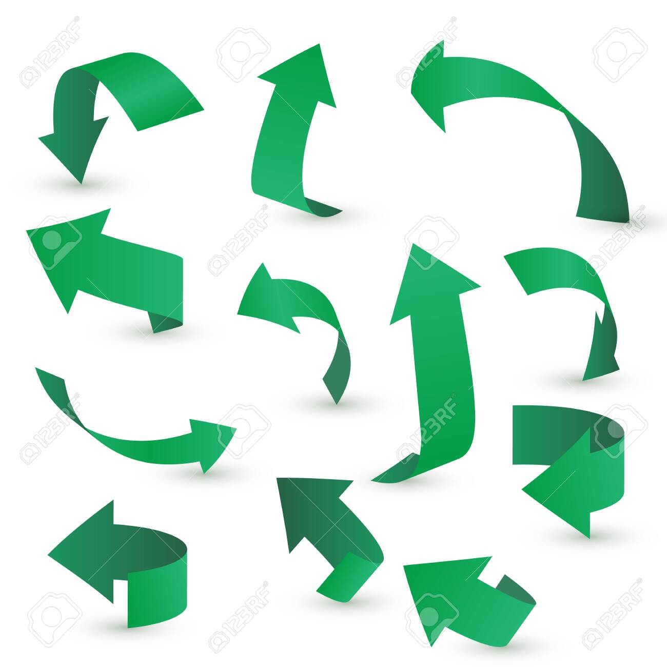 Green Ribbon Arrow Set Arrow Stickerst Various Angles And