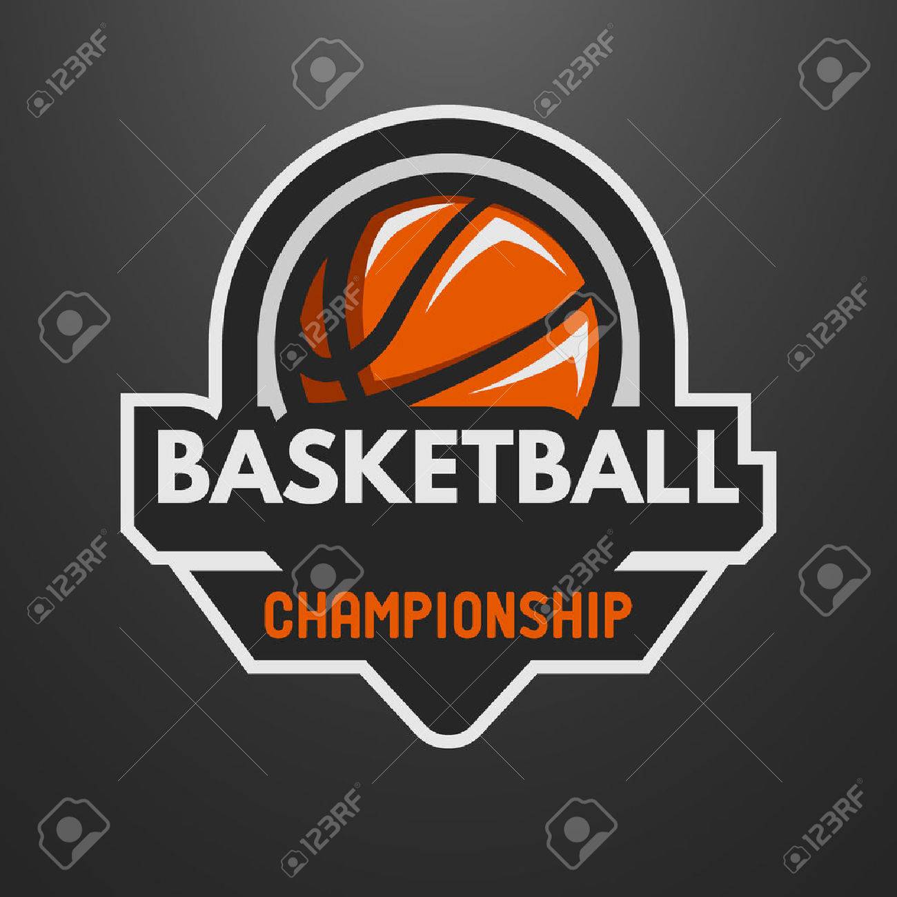 Basketball sports logo, label, emblem on a dark background. - 47563303 Basketball sports logo, label, emblem on a dark background. - 47563303