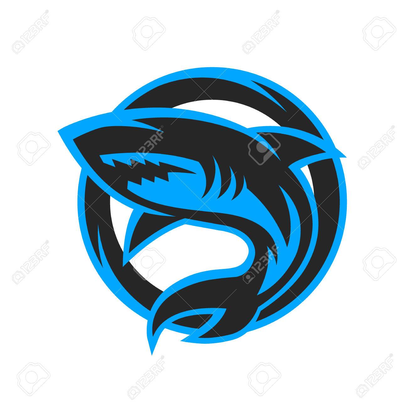 shark sport logo symbol emblem vector illustration royalty free