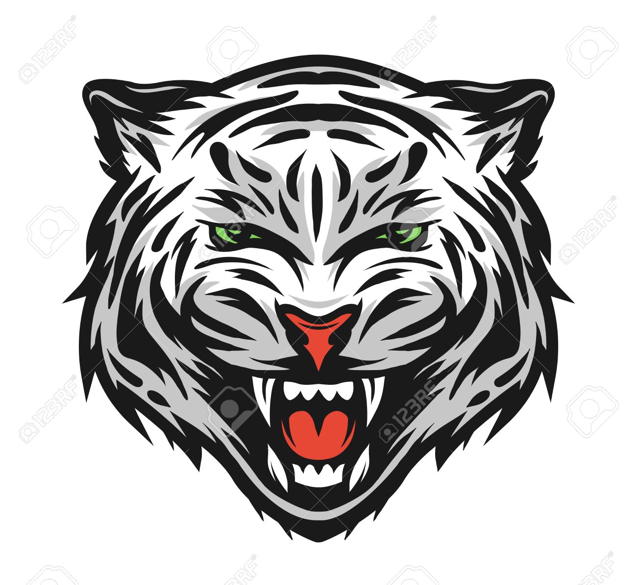 face of a white bengal tiger vector illustration royalty free