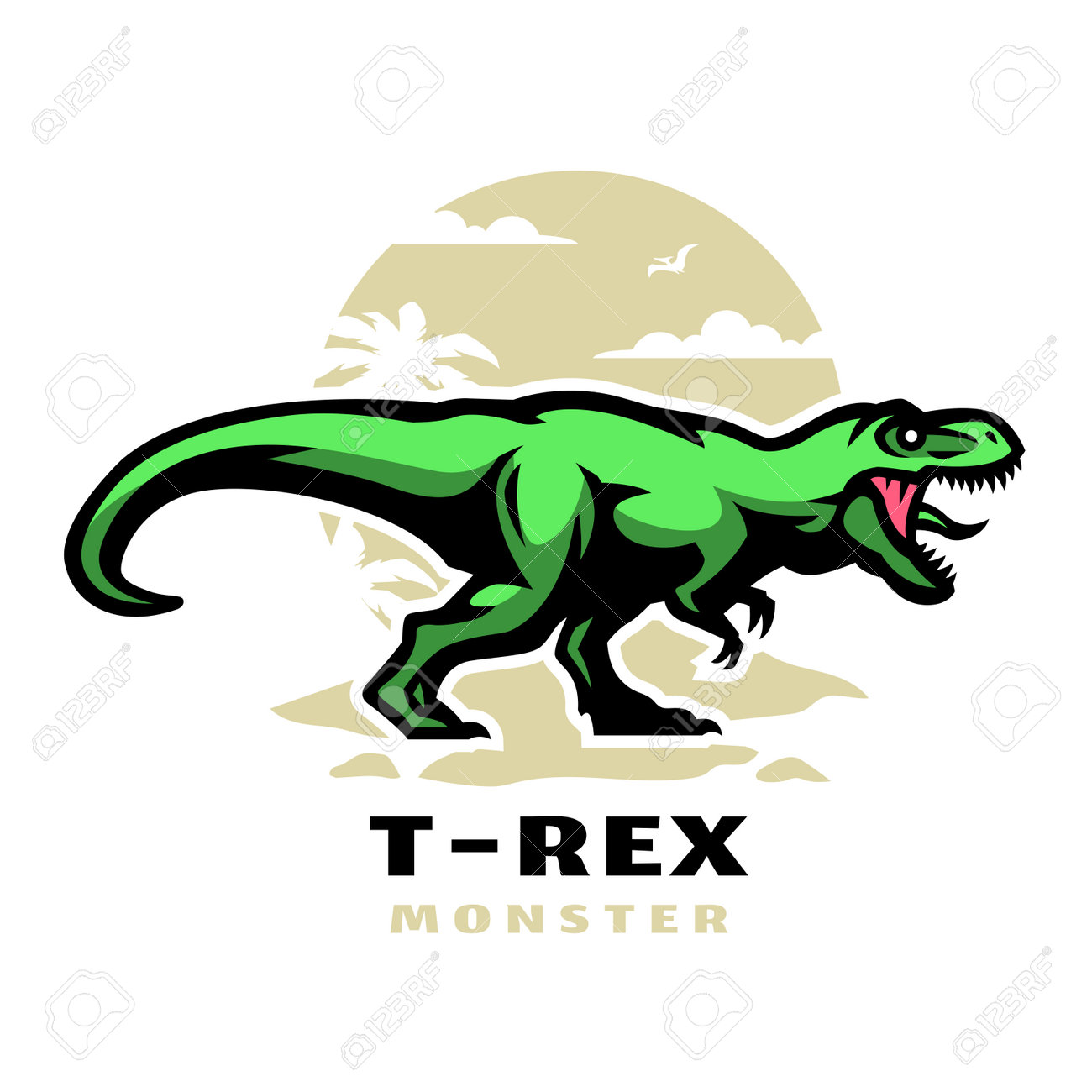 Desenho animado tiranossauro rex réptil pré-histórico grande