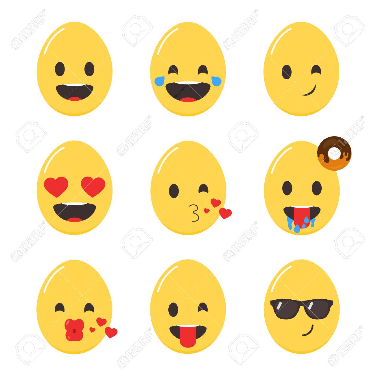 イースター絵文字 フラット スタイルで卵絵文字のイラスト素材 ベクタ Image