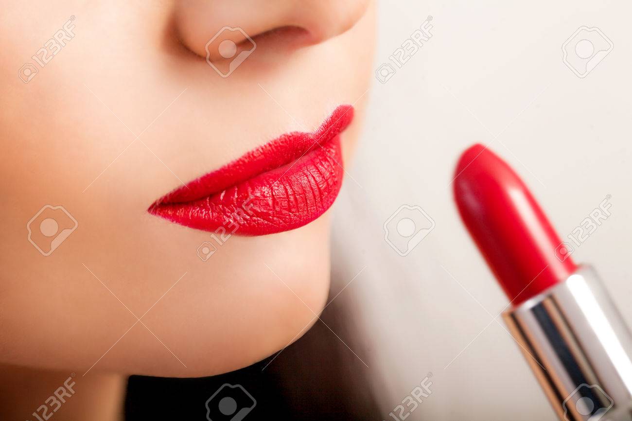 bright red lipstick