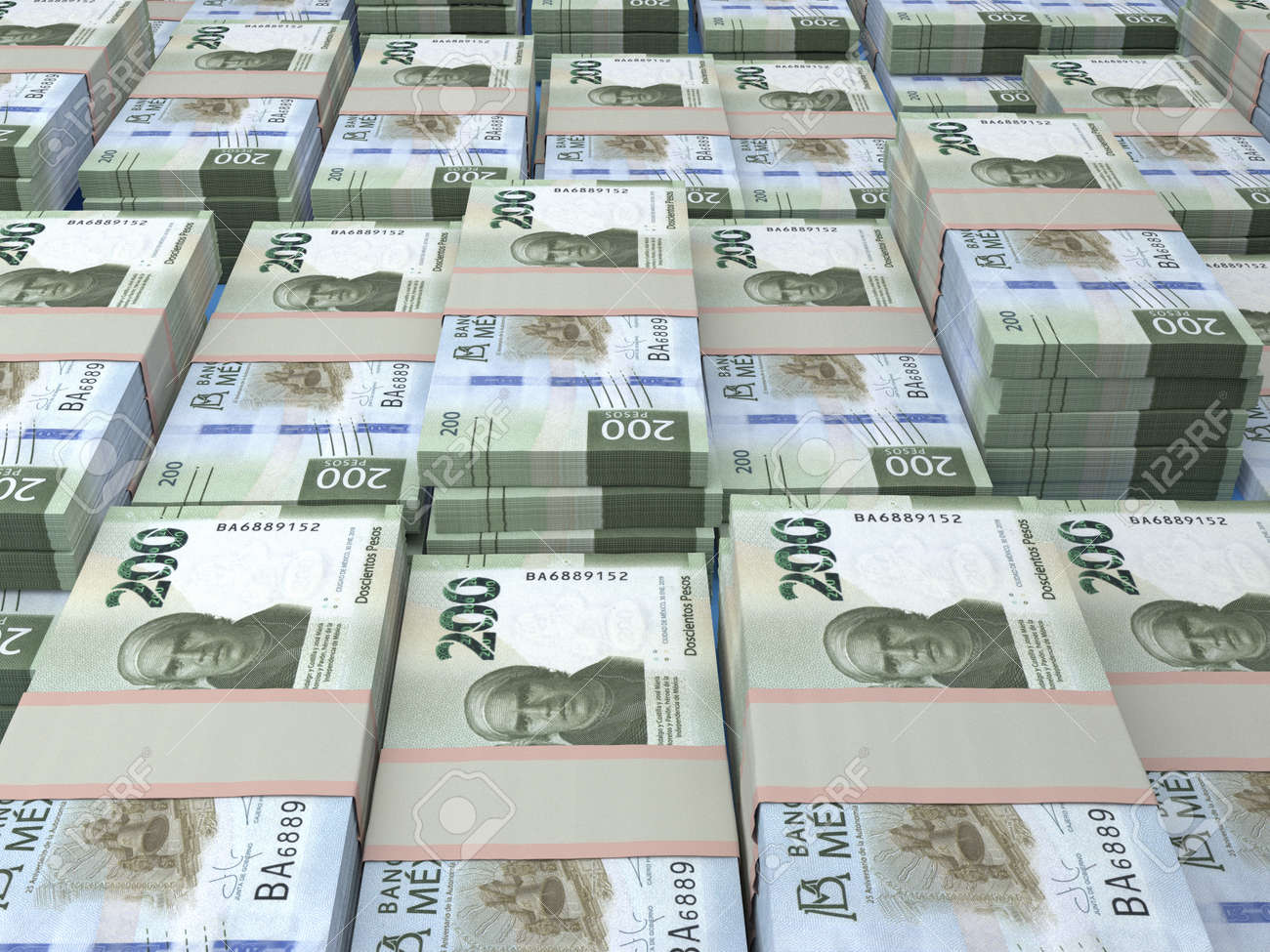 Money Of Mexico. Mexican Peso Bills. MXN Banknotes. 200 Pesos. Business,  Finance, News Background. Stock Photo, Picture and Royalty Free Image.  Image 170786624.