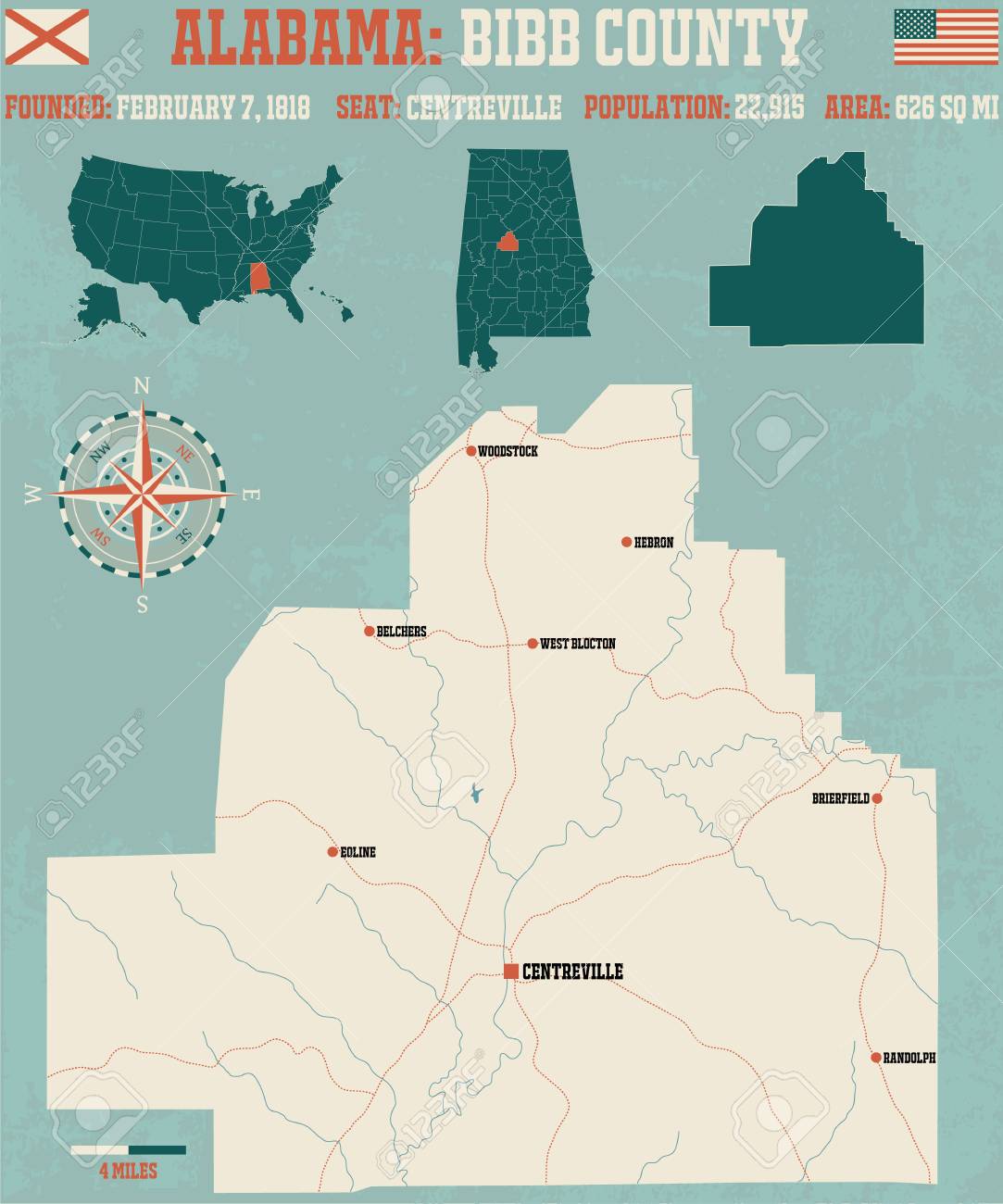 Bibb County Alabama Map Large And Detailed Map And Information About Bibb County In Alabama.  Royalty Free Svg, Cliparts, Vectors, And Stock Illustration. Image 56574906.