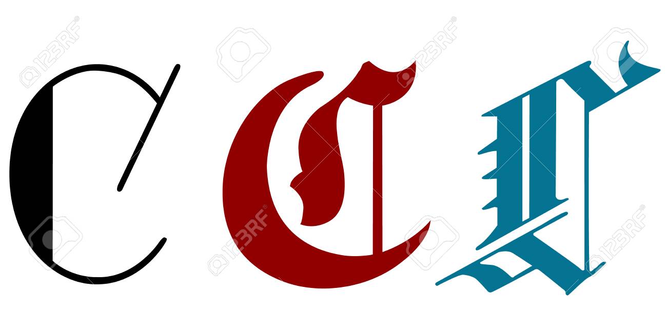 The Letter C In Three Different Calligraphy Styles Royalty Free Cliparts Vectors And Stock Illustration Image 109796483