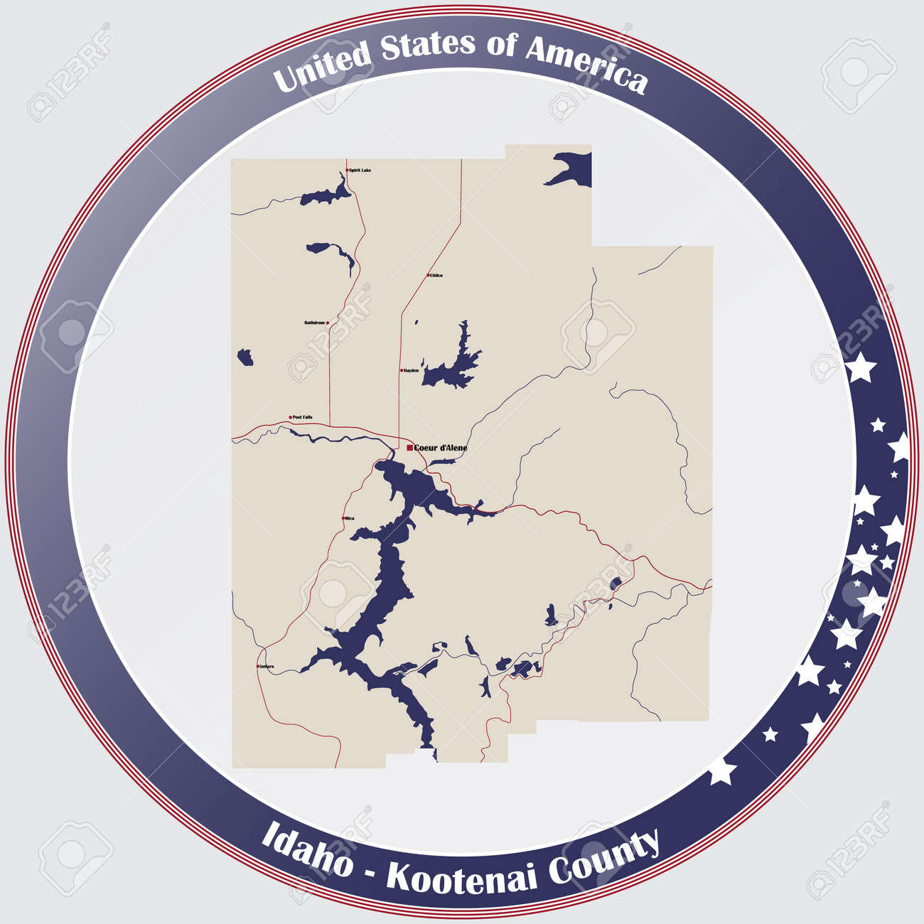 Map Of Kootenai County Idaho Large And Detailed Map Of Kootenai County In Idaho, Usa. Royalty Free Svg,  Cliparts, Vectors, And Stock Illustration. Image 170518821.