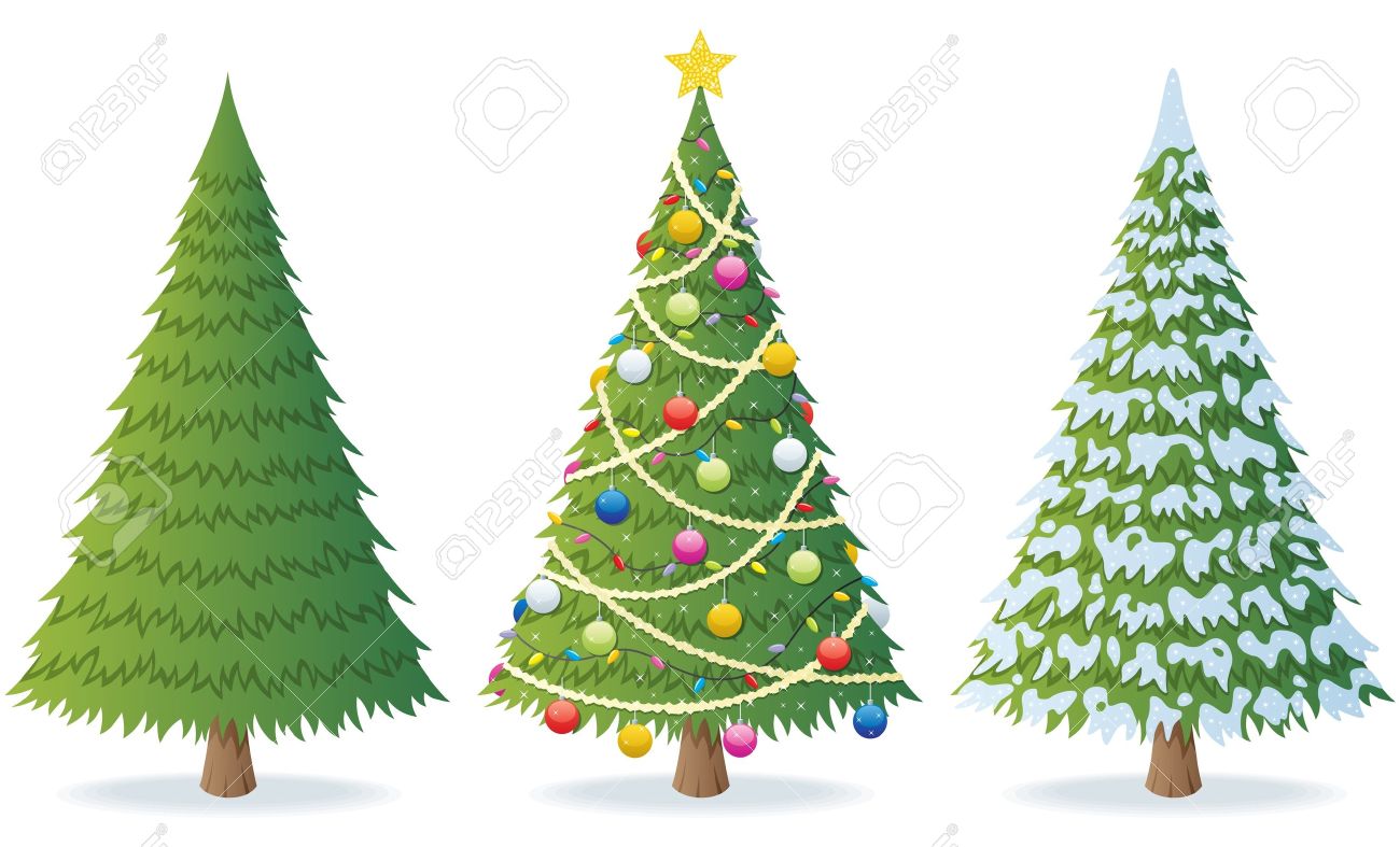 Cartoon illustration of Christmas tree in 3 different situations. No transparency used. Basic (linear) gradients. - 10325079 Cartoon illustration of Christmas tree in 3 different situations. No transparency used. Basic (linear) gradients. - 10325079