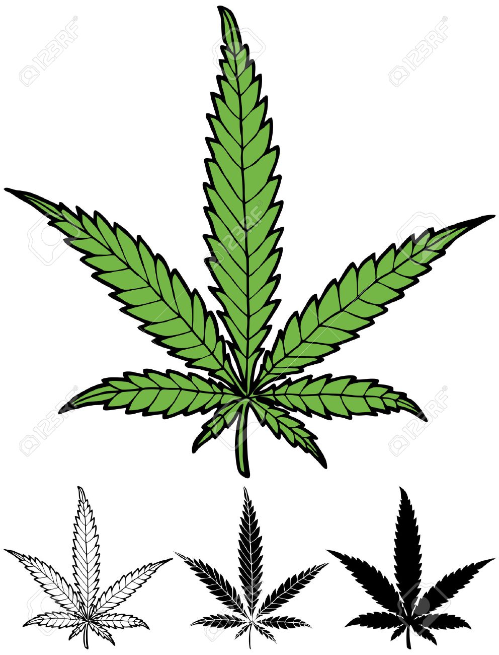Hand Gezeichnet Hanfblatt In 4 Versionen Einschliesslich Silhouette Lizenzfrei Nutzbare Vektorgrafiken Clip Arts Illustrationen Image 27439563