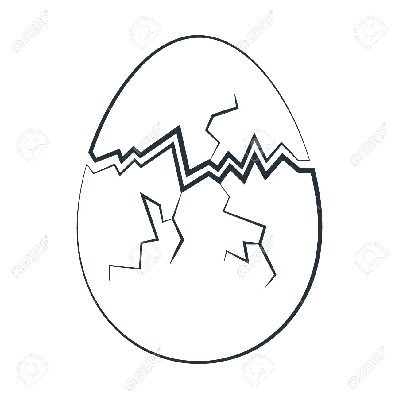 Cracked Egg In Thin Line Style. Concept. Easter Egg Linear Illustration For  Print, Web. Royalty Free SVG, Cliparts, Vectors, And Stock Illustration.  Image 53951490.