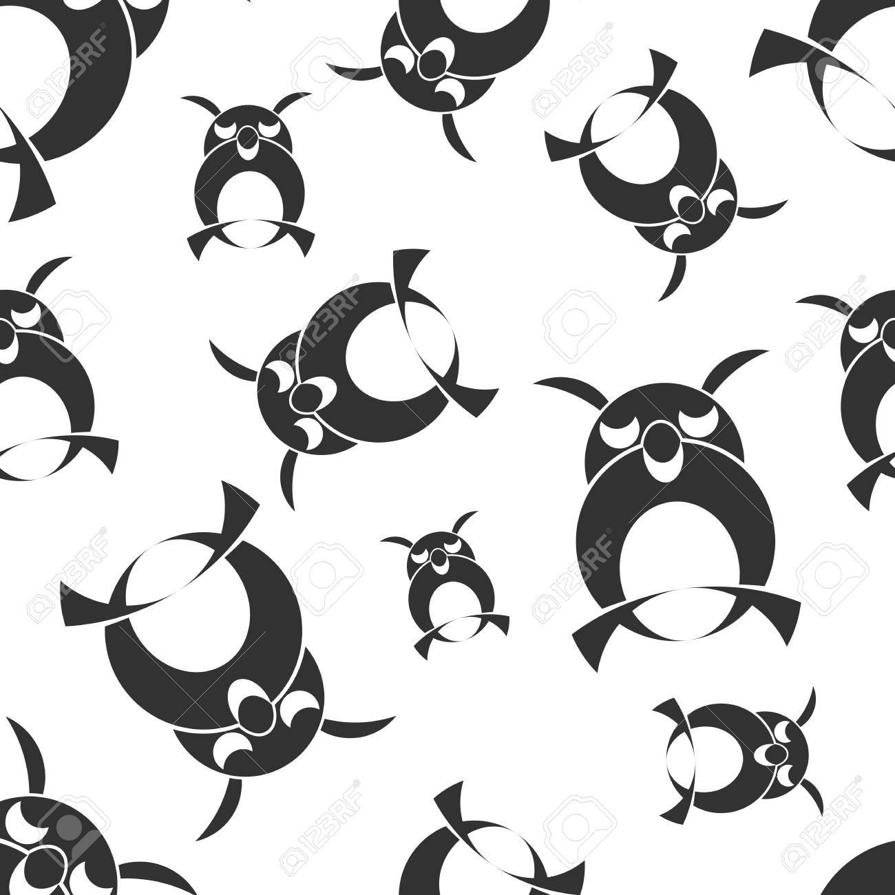フクロウ モノクロ ベクターのシームレスなパターン 流行に敏感な黒と白の鳥のかわいい背景 簡単 編集 印刷 カバーの折り返しに使用できるベクトル概念設計 のイラスト素材 ベクタ Image